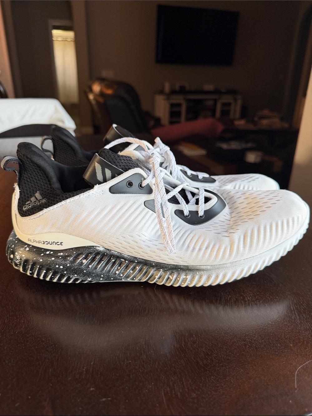 adidas Men’s Alphabounce White and Black Athletic Sneakers